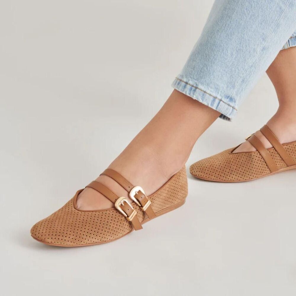 Dolce Vita NEW Baylee Ballet Flats Pecan Perforated Suede SOLD OUT Size US 6.5